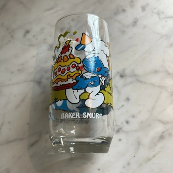 Complete set 1983 Peyer Smurf glasses - Picture 2 of 8